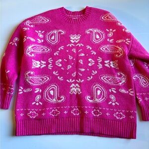 American Eagle Pink Bandana Vintage Sweater